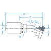 Code 61 Flange 22° Bent Tube Rigid - C6122-24-24-JJ