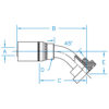 C6145 - Code 61 Flange 45° Bent Tube Rigid - C6145-08-12