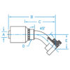 C61 - Code 61 Flange 45° Bent Tube Rigid - K2 - C6145-08-08-K2