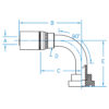 C6190 - Code 61 Flange 90° Bent Tube Rigid - C6190-12-12