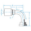 C61 - Code 61 Flange 90° Bent Tube Rigid - C6190-08-08-W