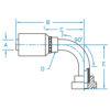 C61 - Code 61 Flange 90° Long Drop Bent Tube Rigid - C6190L-12-12-W