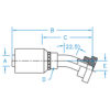 Code 62 Flange 22° Bent Tube Rigid - C6222-24-24-JJ