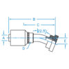 C62 - Code 62 Flange 22° Bent Tube Rigid - C6222-12-16-W