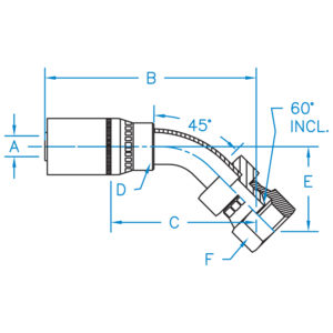 F-BSPX45 - Female British Standard Pipe Swivel 45 Bent Tube