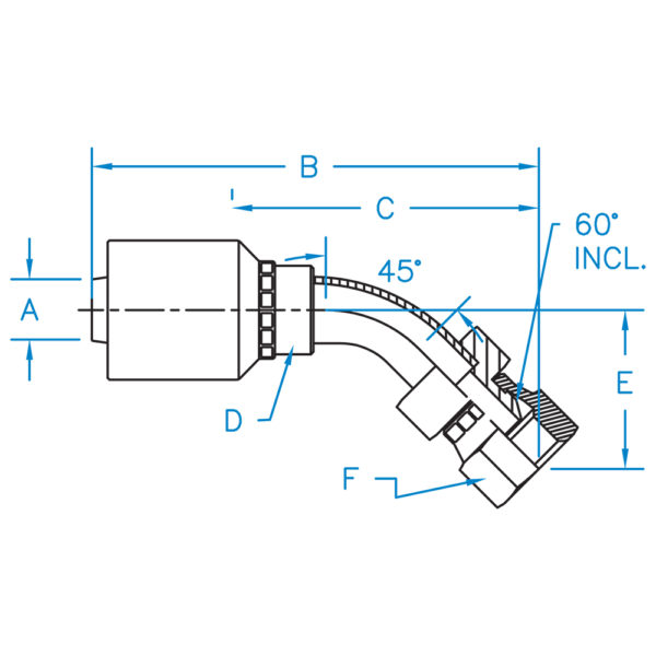 Female British Pipe 45° Bent Tube Swivel