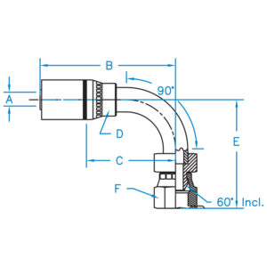 F-BSPX90 - Female British Standard Pipe Swivel 90 Bent Tube