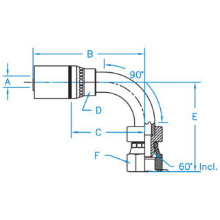 British Standard Pipe 60° Cone 90° Bent Tube Female Swivel