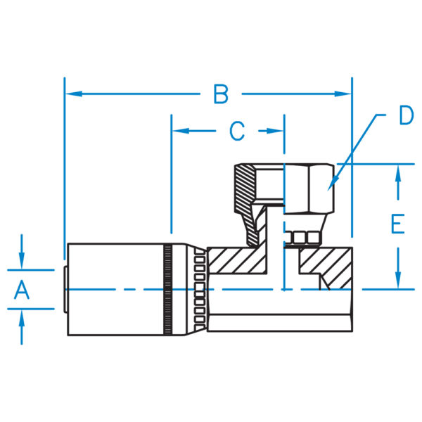 British Std Pipe 60° Cone 90° Block Style Female Swivel