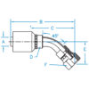 Din Heavy Universal Seat 45° Tube Female Swivel With O-Ring - F-DH4516-30-42-W