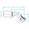 Din Heavy 24º Seat 45° Bent Tube Female Swivel With O-Ring - F-DH4524-3852-JJ