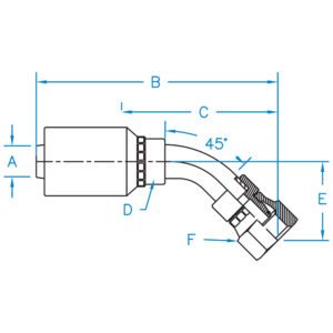 FEMALE DIN 24 HEAVY SWIVEL 45 BENT TUBE