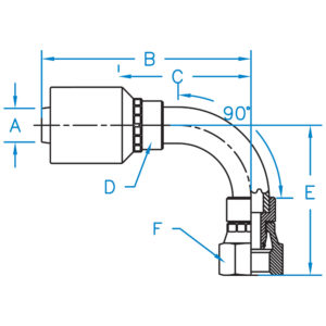 FEMALE DIN 24 HEAVY SWIVEL 90 BENT TUBE