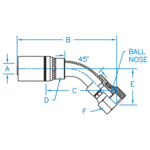 FEMALE DIN 24 HEAVY SWIVEL 45 BENT TUBE