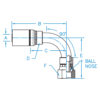 Din Heavy Universal Seat 90° Bent Tube Female Swivel - F-DINHX90-04-18