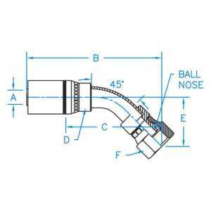 FEMALE DIN 24 LIGHT SWIVEL 45 BENT TUBE