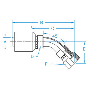 FEMALE DIN 24 LIGHT SWIVEL 45 BENT TUBE