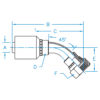 O-Ring Face Seal 45° Bent Tube Female Swivel - FFX45-12-16-W