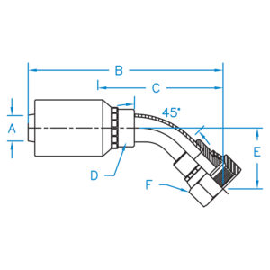 FEMALE ORFS SWIVEL 45 BENT TUBE