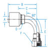 O-Ring Face Seal 90° Bent Tube Female Swivel - FFX90-10-12-W