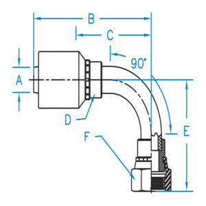 FEMALE ORFS SWIVEL 90 BENT TUBE