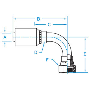 FEMALE ORFS SWIVEL 90 LONG BENT TUBE