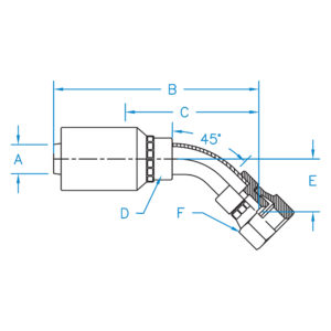 FEMALE JIC 37 SWIVEL 45 BENT TUBE