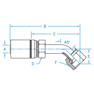 FEMALE JIC 37 SWIVEL 45 BENT TUBE