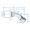 FSX45 - 45° SAE Female 45° Bent Tube Swivel - K2 - FSX45-04-04-K2