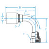 FSX90 - 45° SAE Female 90° Bent Tube Swivel - K2 - FSX90-04-04-K2