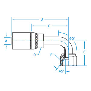 FEMALE SAE 45 SWIVEL 90 BENT TUBE