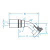 Komatsu Flange 45° Bent Tube Rigid - KOMA45-10-10