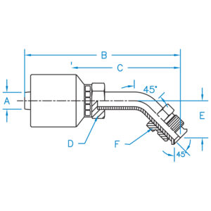 MALE SAE 45 INVERTED FLARE SWIVEL 45 BENT TUBE