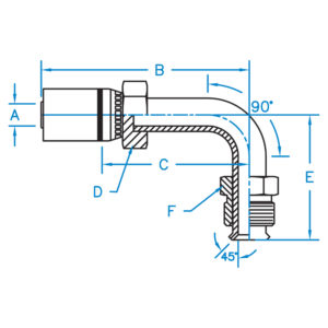 MALE SAE 45 INVERTED FLARE SWIVEL 90 BENT TUBE