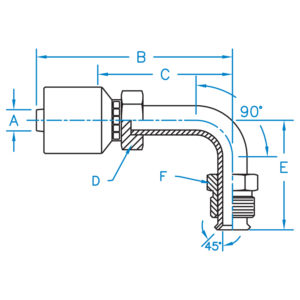 MALE SAE 45 INVERTED FLARE SWIVEL 90 BENT TUBE