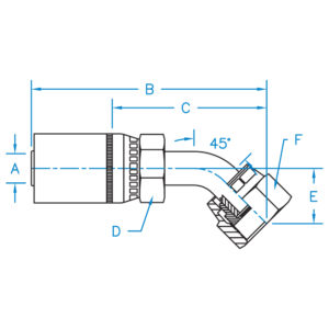 FEMALE ORFS SWIVEL 45 BENT TUBE