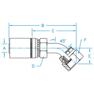 O-Face Seal Female 45° Bent Tube Swivel